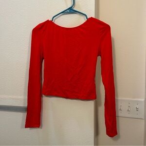 SHEIN backless long sleeve red top